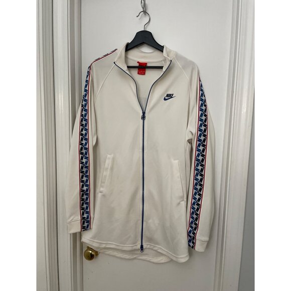 Nike Mens M Zip-Up Track Jacket White With Logo Detailing & Side Pockets - Picture 1 of 8